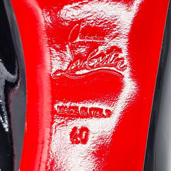 Christian Louboutin Hot Chick Alta Open Toe Leather Pumps Black EU 40 US 9.5 New - Picture 7 of 8